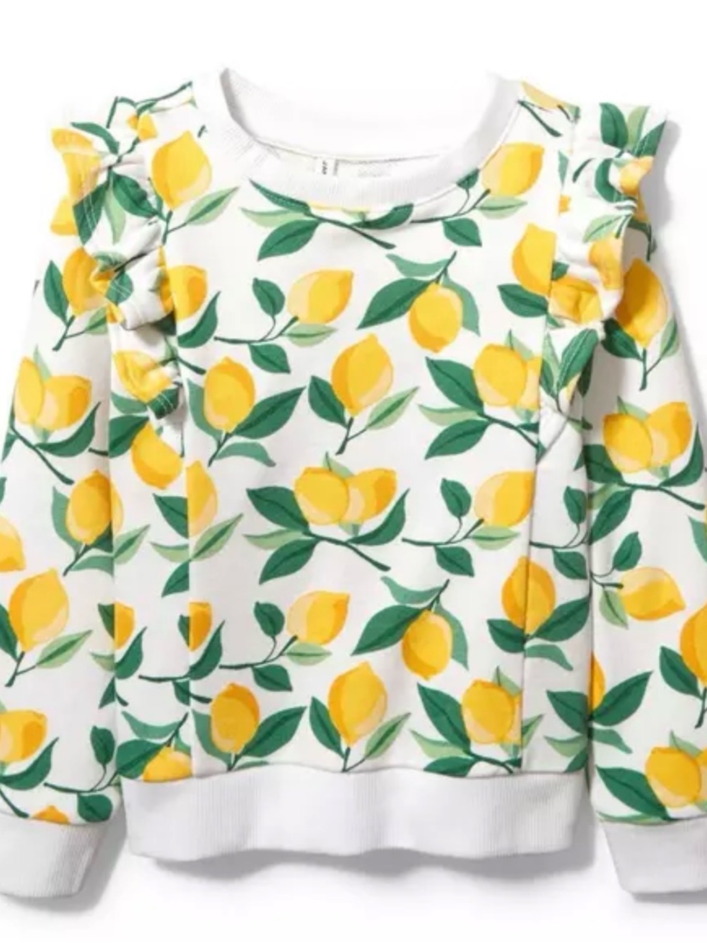 Janie and Jack White Sweatshirt with Yellow Lemon Print and Green Leaves